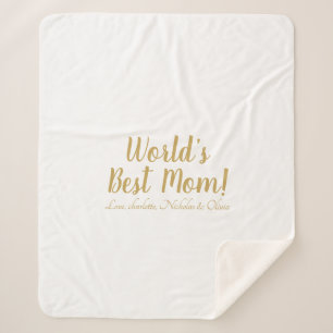 World’s Best Mum gold custom script cute Sherpa Blanket
