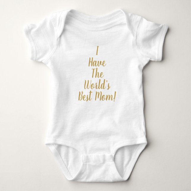 World’s Best Mum gold custom script text cute Baby Bodysuit (Front)