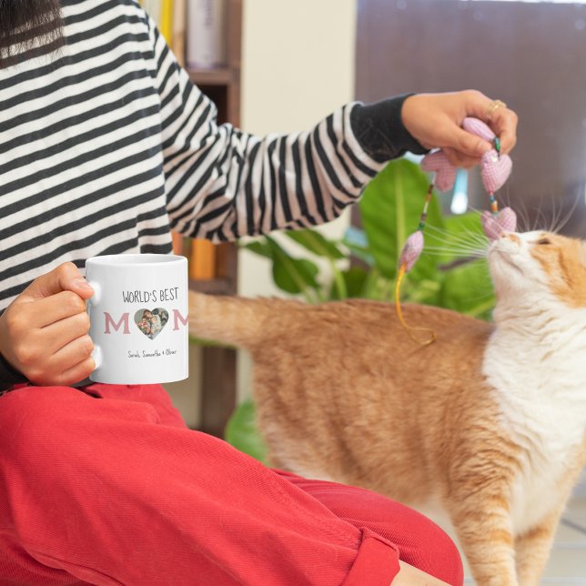 World’s Best Mum – Heart Photo & Custom Text Gift  Coffee Mug (Creator Uploaded)