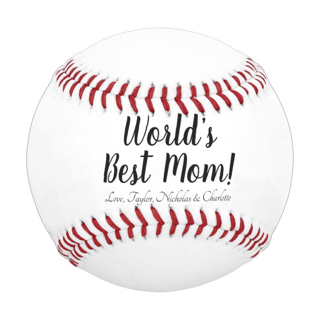 World’s Best Mum personalised custom script cute Baseball (Front)