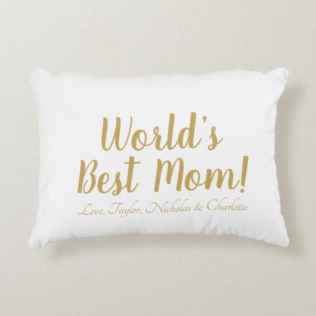 World’s Best Mum personalised custom script cute Decorative Cushion (Front)