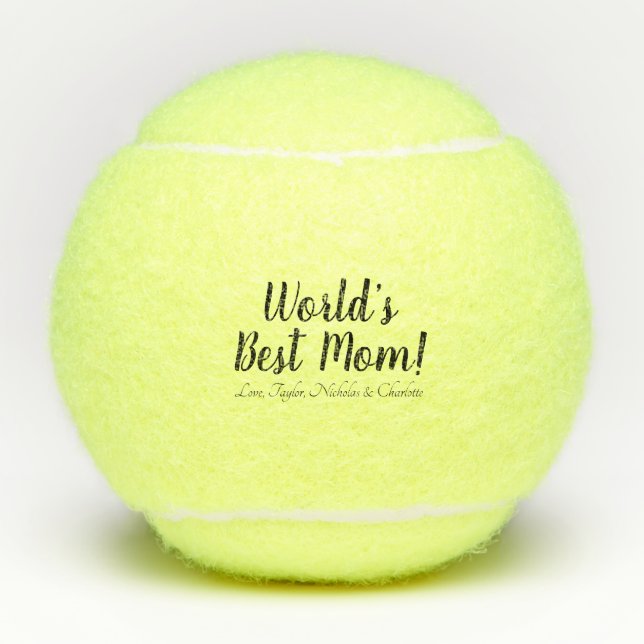World’s Best Mum personalised custom script cute Tennis Balls (Front)