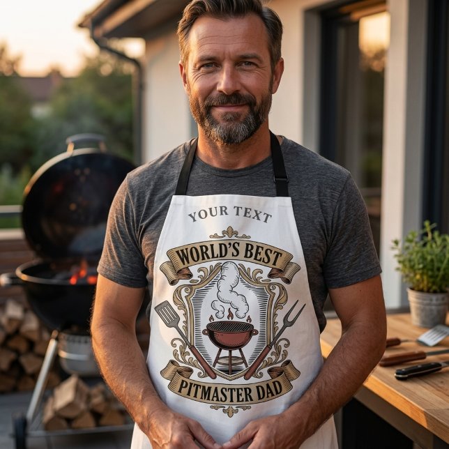 World’s Best Pitmaster Dad Retro BBQ Crest Custom Apron (Creator Uploaded)