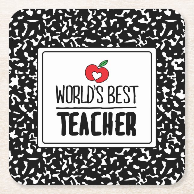 World’s Best Teacher Appreciation Teacher Day Square Paper Coaster (Front)