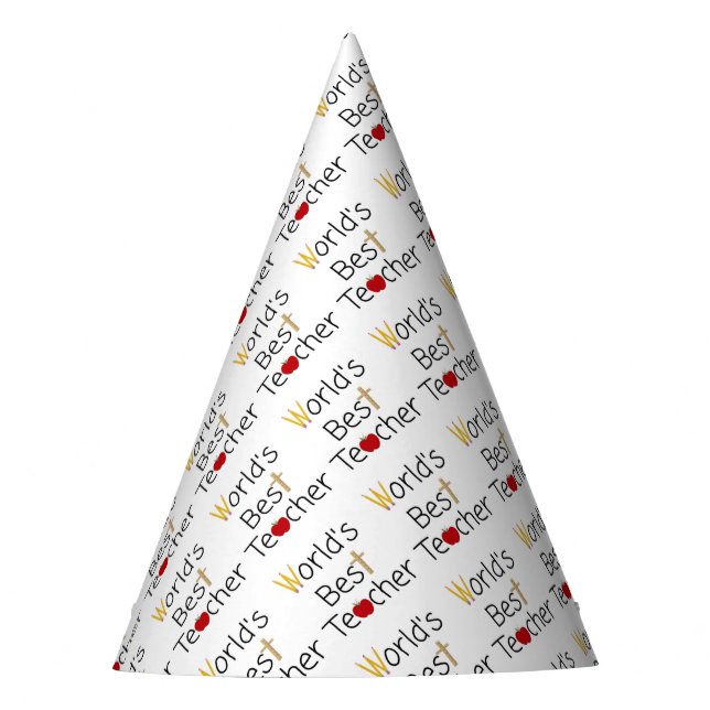 World’s Best Teacher Cool School Supplies Party Hat (Front)