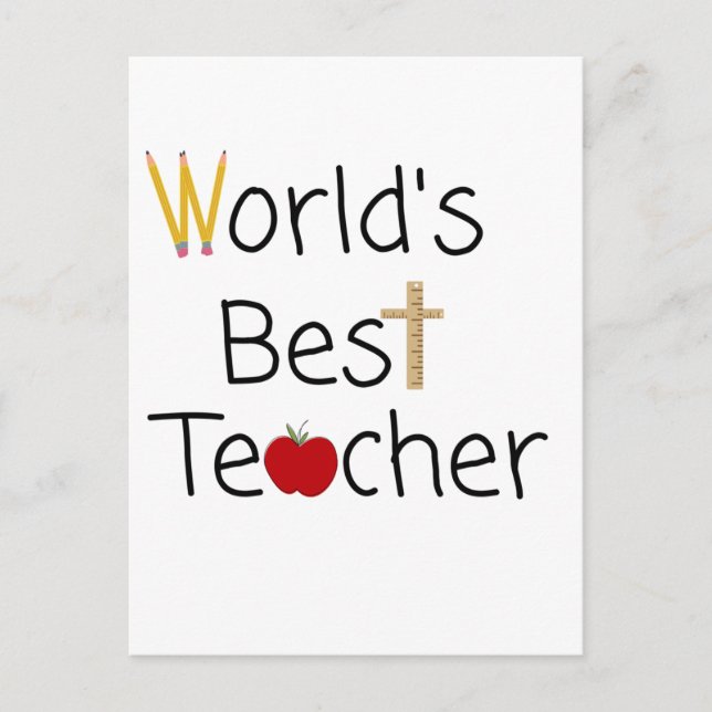 World’s Best Teacher Cool School Supplies Postcard (Front)