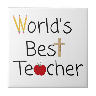 World’s Best Teacher Cool School Supplies Tile