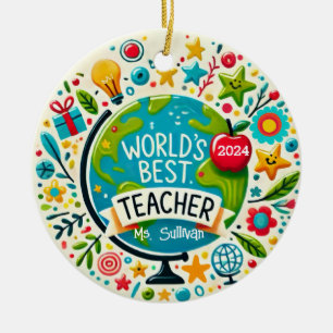 World’s Best Teacher Personalised Holiday Ornament