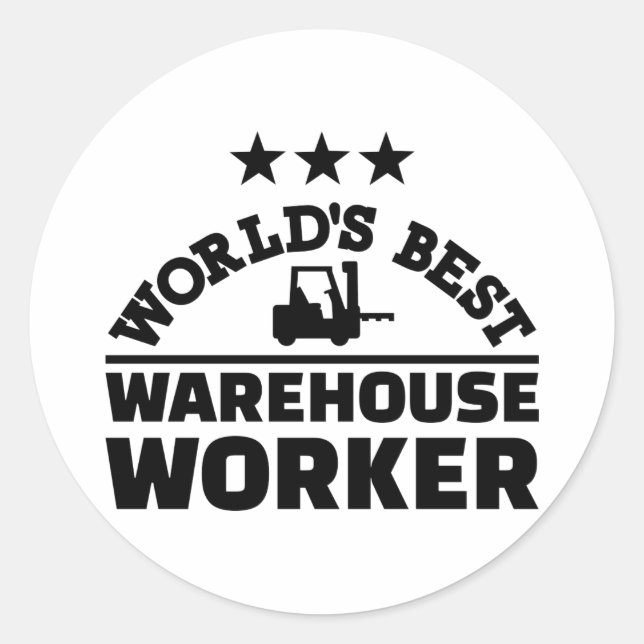 World’s best warehouse worker classic round sticker (Front)