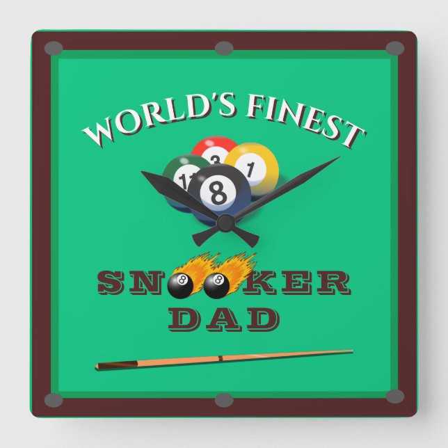 World’s Finest Snooker Dad | Funny Billiards  Square Wall Clock (Front)