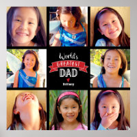 World’s Greatest Dad 8 Photo Collage Modern Red