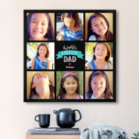World’s Greatest Dad 8 Photo Collage Teal Banner