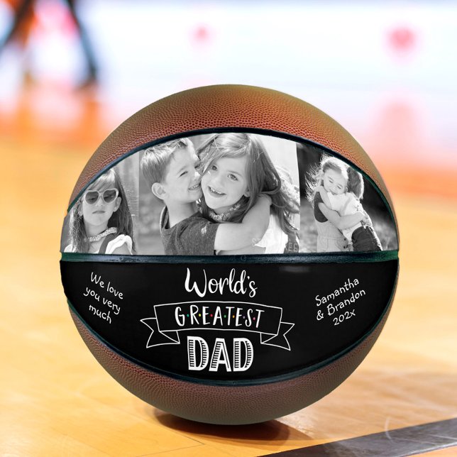 World’s Greatest Dad Bold Typography Black White Basketball (Creator Uploaded)