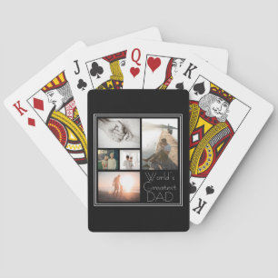 World’s Greatest Dad Family Child 5 Photo Collage Playing Cards