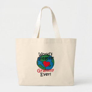 World’s Greatest Grammy Heart Large Tote Bag