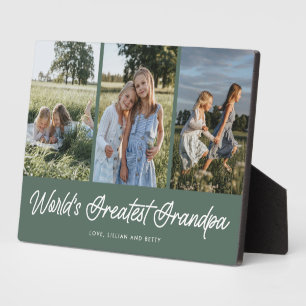 World’s Greatest Grandpa Green 3 Photo Plaque