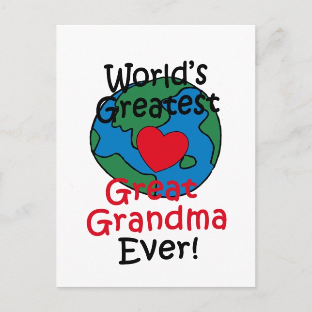 World’s Greatest Great Grandma Heart Postcard (Front)