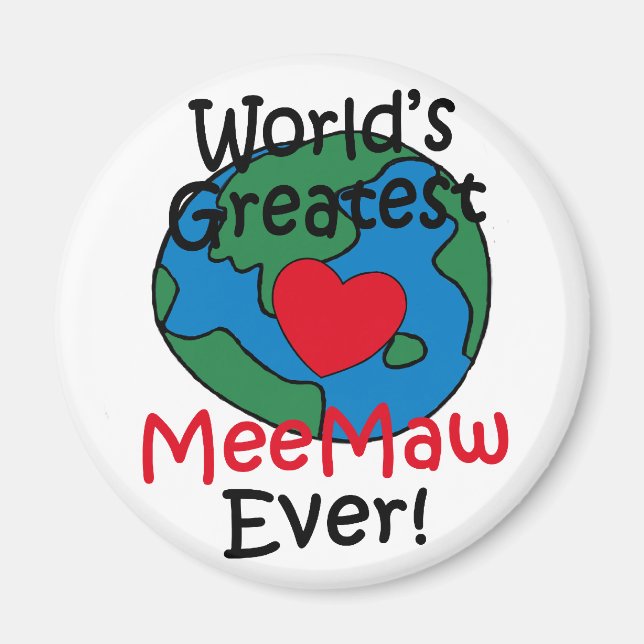 World’s Greatest MeeMaw Heart Magnet (Front)