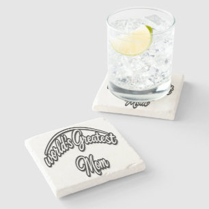 World’s Greatest Mum Elegant Cursive Design Stone Coaster