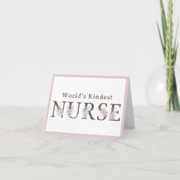 World’s Kindest  Nurse Floral Christmas Thank You Card