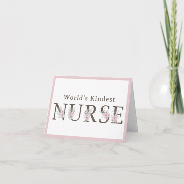 World’s Kindest  Nurse Floral Christmas Thank You Card (Front)
