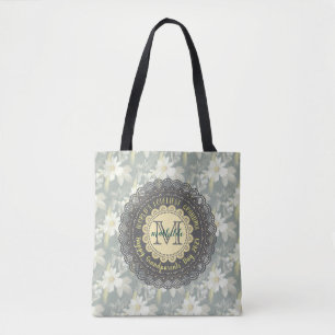 World’s Loveliest Grandmother Daisy Lace Monogra Tote Bag