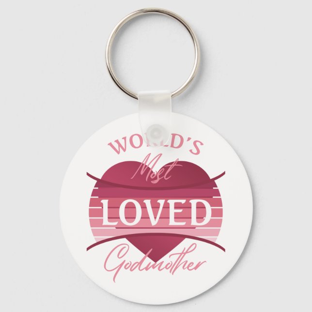 World’s Most Loved Godmother Button Keychain (Front)