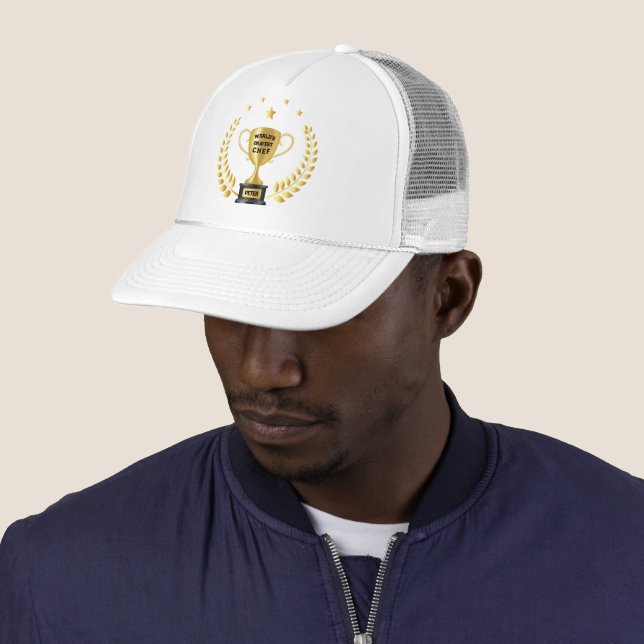 World’s Okayest Chef Personalized Trophy  Trucker Hat (In Situ)