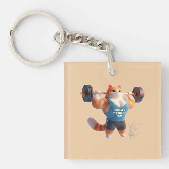 World’s Strongest Mum Cat Keychain (Front)
