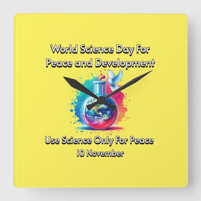 World Science Day for Peace and Development.  Square Wall Clock (Front)
