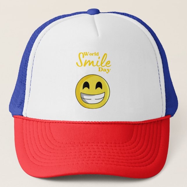 World smile day emoji T-Shirt Trucker Hat (Front)