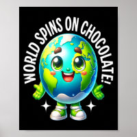 World spins on chocolate funny cute earth food lov