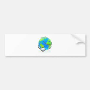 World Stethoscope Earth Globe Health Concept Bumper Sticker