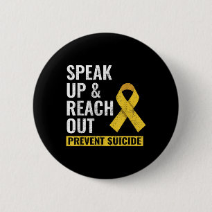 World Suicide Prevention Awareness Day Yellow Ribb 6 Cm Round Badge