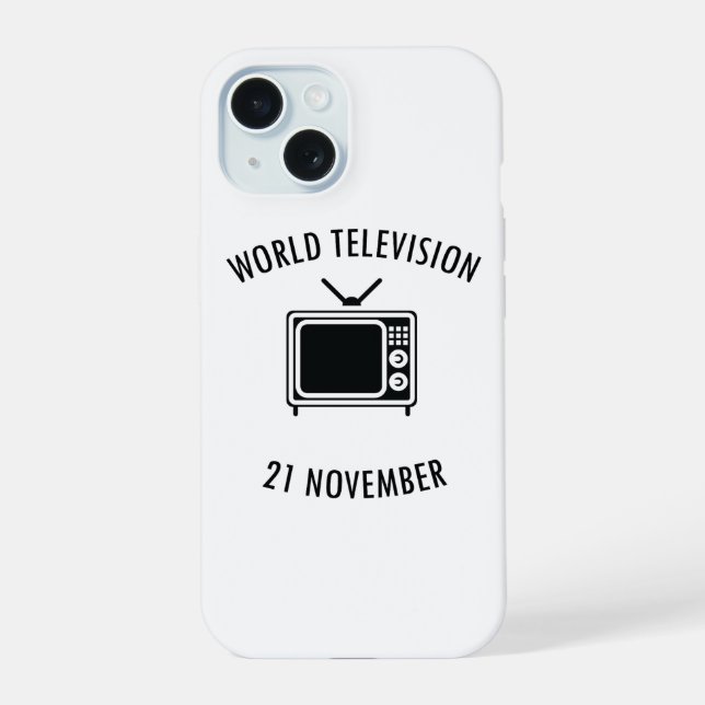 world television day iPhone 15 case (Back)