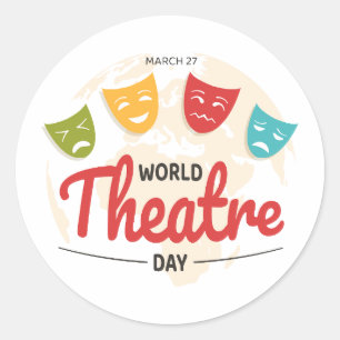World Theatre Day Classic Round Sticker