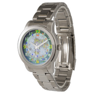 World Time Zones Cities Travel Wrist Watch
