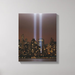 World trade centre tribute in light in New York. Canvas Print