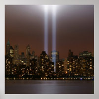 World trade centre tribute in light in New York.