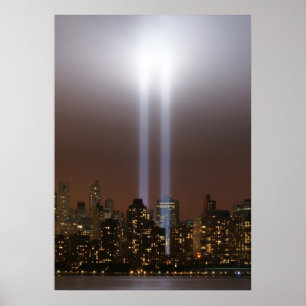 World trade centre tribute in light in New York. Poster