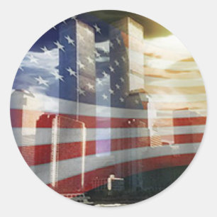 World Trade Centre with Flag Classic Round Sticker