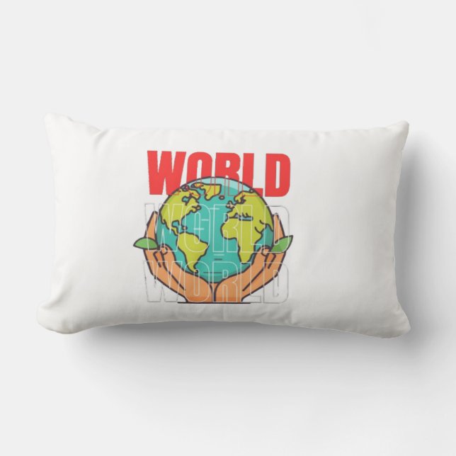 World – Travel Adventure Globe Design Lumbar Cushion (Front)
