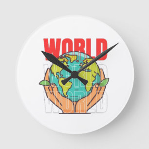 World – Travel Adventure Globe Design Round Clock