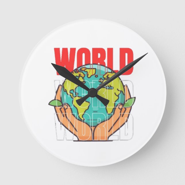 World – Travel Adventure Globe Design Round Clock (Front)