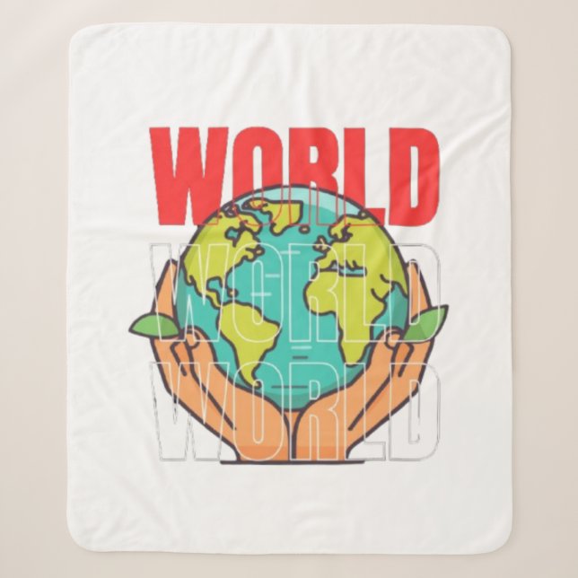 World – Travel Adventure Globe Design Sherpa Blanket (Front)