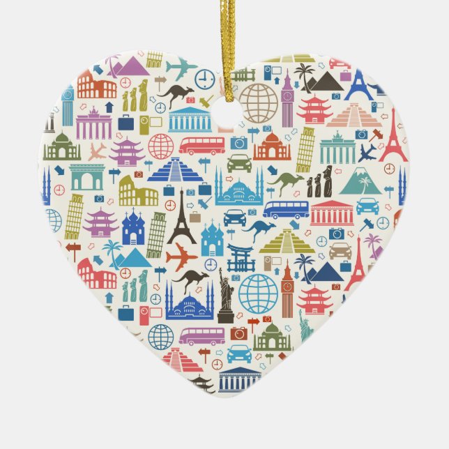 world travel ceramic tree decoration (Front)