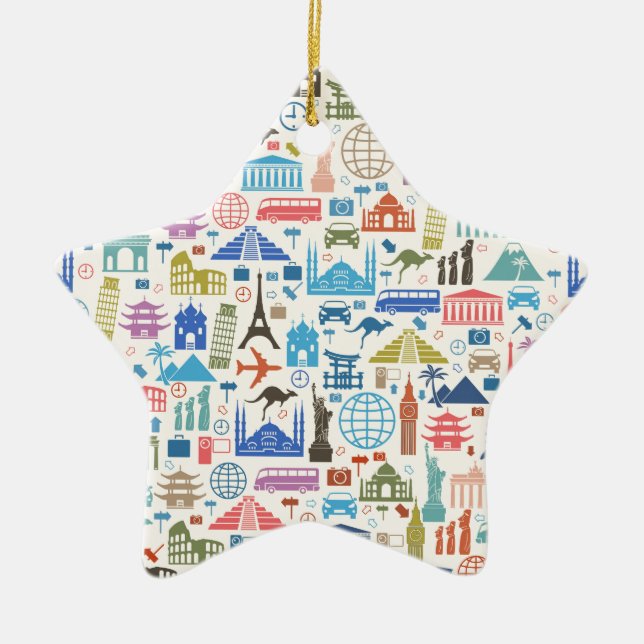 world travel ceramic tree decoration (Front)