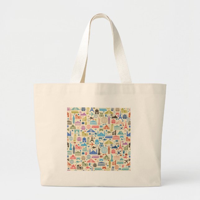 world travel large tote bag (Front)