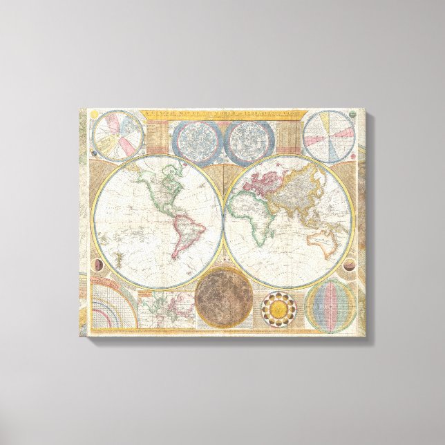 World Travel Map Antique Vintage Canvas Print (Front)