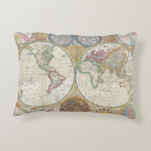 World Travel Map Antique Vintage Decorative Cushion